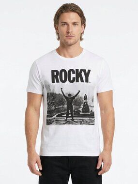 ROCKY Movie White Graphic Tee Men 3XL Philadelphia Steps